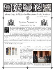 Arizona Center for Medieval and Renaissance Studies Newsletter