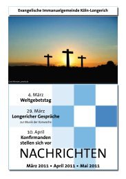 Ausgabe 1 - Evangelischen Immanuel-Gemeinde in KÃ¶ln-Longerich