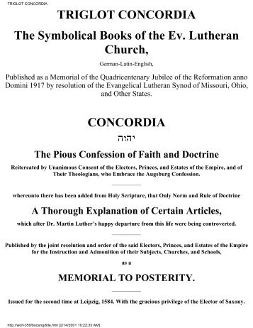 Triglota Book of Concord English - International Lutheran Council