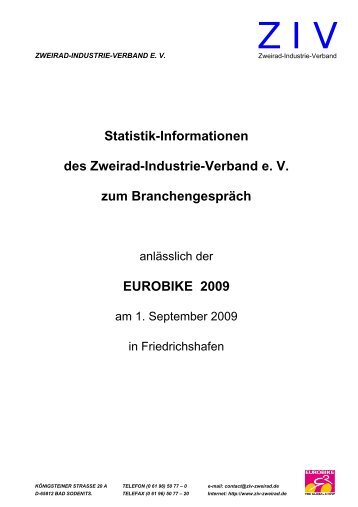 Fahrradmarkt Deutschland ZIV - ZIV -  Zweirad-Industrie-Verband eV