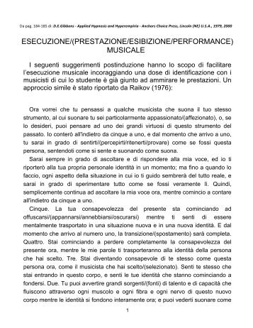 ESECUZIONE/(PRESTAZIONE/ESIBIZIONE/PERFORMANCE) MUSICALE