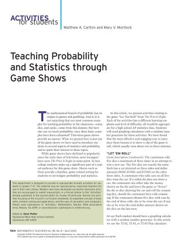 Teaching Probability and Statistics through Game Shows