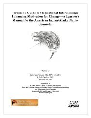 Trainer's Guide to Motivational Interviewing: Enhancing Motivation for Change - A Learner's Manual for the American Indian/Alaska Native Counselor