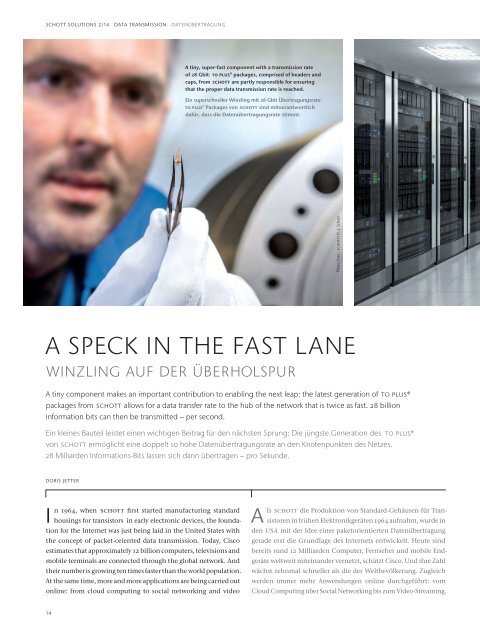 Technology Magazine "SCHOTT solutions" Edition 2/2014 