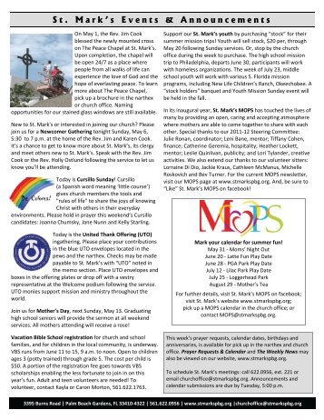 St. Mark's Events & Announcements - St. Mark's Episcopal Church