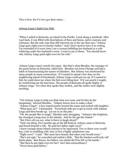 8 Cows Story Katie