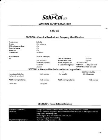 MSDS - Solu-Cal