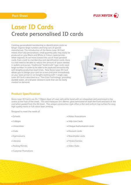 Laser ID Cards - Fuji Xerox Supplies
