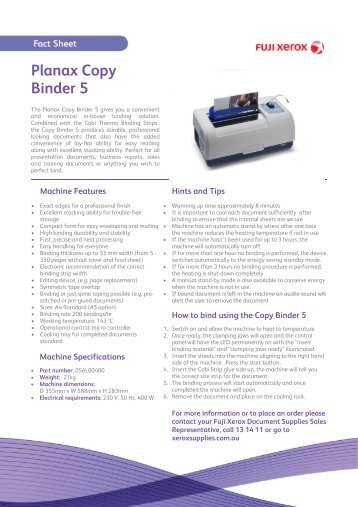 Planax Copy Binder 5 - Fuji Xerox Supplies