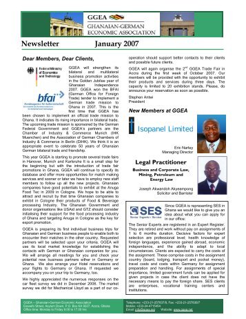 Newsletter January 2007 - Ghanaian-German Economic Association