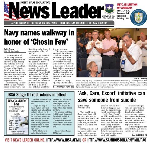 Navy names walkway in honor of 'Chosin Few' - Fort Sam Houston