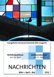 Ausgabe 1 - Evangelischen Immanuel-Gemeinde in KÃ¶ln-Longerich