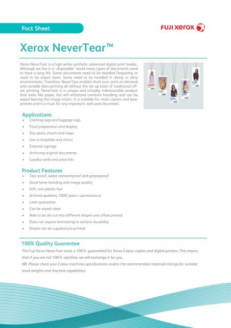 NeverTear Fact Sheet Dec 09 - Fuji Xerox Supplies