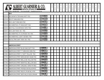 Order Form Cigarette with Barcodes - Albert Guarnieri & Co.