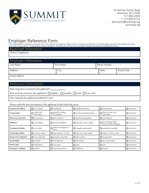 Employer Reference Form