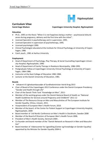 CV in english - Selskab for MÃ¦nds Sundhed