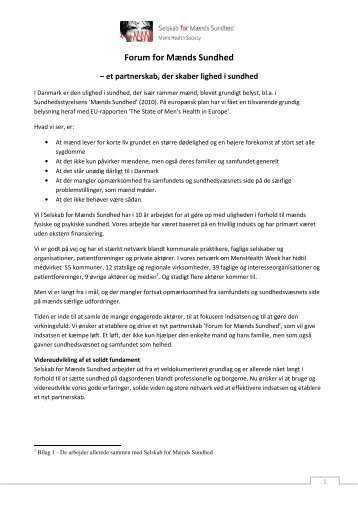 Forum for MÃ¦nds Sundhed - Selskab for MÃ¦nds Sundhed