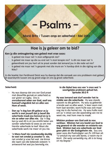 Psalms (1) Tussen angs en sekerheid - Moederkerk