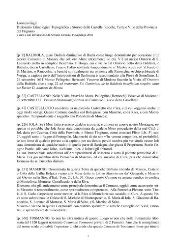 L. Gigli: Dizionario Etimologico Topografico e Storico delle Castelle...