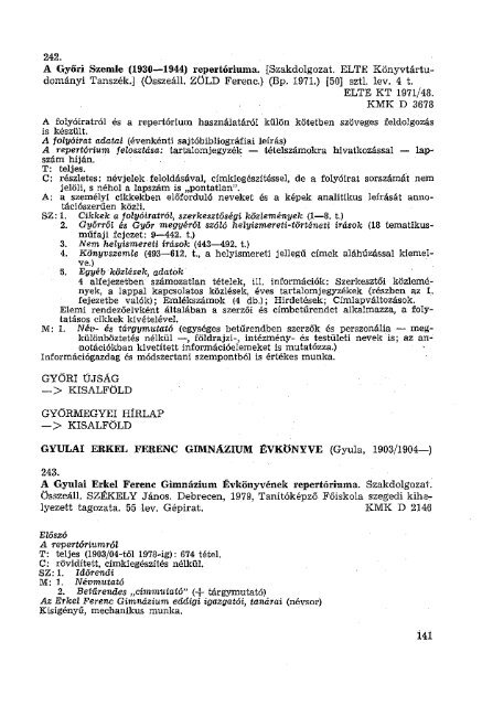 A magyar idÅszaki kiadvÃ¡nyok egyedi repertÃ³riumai 03647 ... - MEK