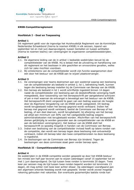 KNSB-Competitiereglement - Koninklijke Nederlandse Schaakbond