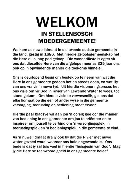 DIENS IN ONS GEMEENSKAP - Moederkerk