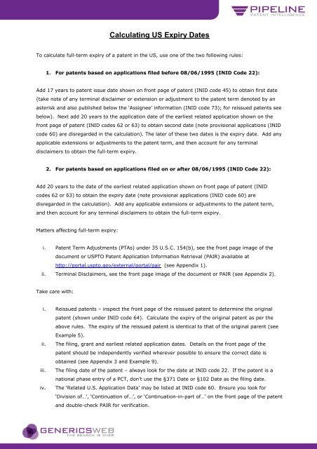 Calculating US Expiry Dates - GenericsWeb