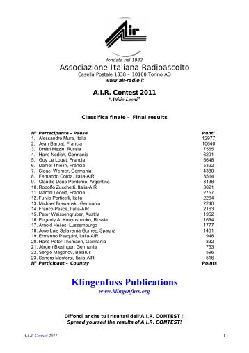 Klingenfuss Publications - Associazione Italiana Radioascolto