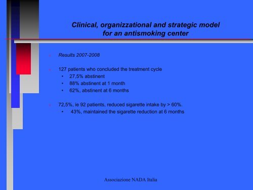 Clinical, organizzational and strategic model for an antismoking center