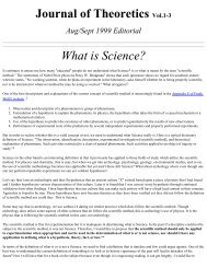 Definition of Science Editorial from the Journal of Theoretics