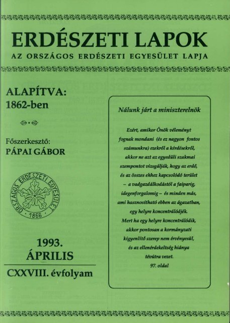 LetÃ¶ltÃ©s egy fÃ¡jlban [6,9 MB - PDF] - ErdÃ©szeti Lapok