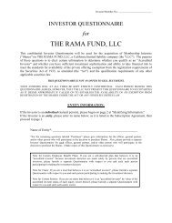 THE RAMA FUND, LLC - Rama Capital Partners, LLC