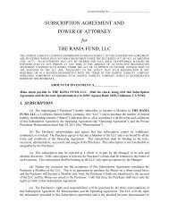 SUBSCRIPTION AGREEMENT AND POWER OF ATTORNEY for ...