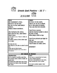 Greek God Poetry â SS 7 â 2/11/08