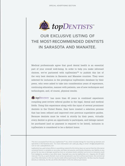 our exclusive listing of the most-recommended dentists in sarasota