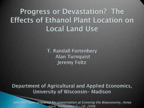 T. Randall Fortenbery - Bioeconomy Conference 2009