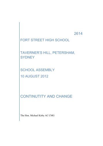 The Hon. Michael Kirby AC CMG.pdf - Fort Street High School