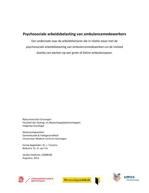 Download de scriptie - Wetenschapswinkel Geneeskunde en ...