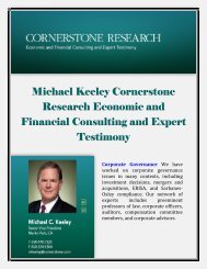 Michael Keeley Cornerstone Research Economic and Financial Consulting and Expert Testimony: Corporate Governance