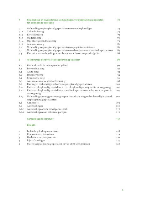 Toekomstige behoefte verpleegkundig specialisten bij somatische ...