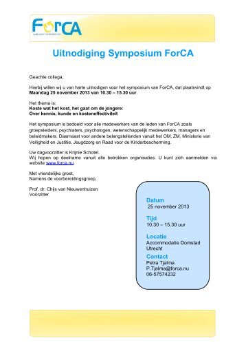 Uitnodiging Symposium ForCA