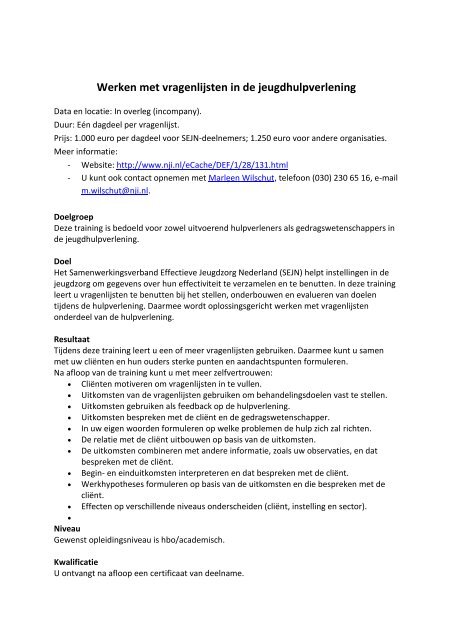 Werken met vragenlijsten in de jeugdhulpverlening - Efcap-nl
