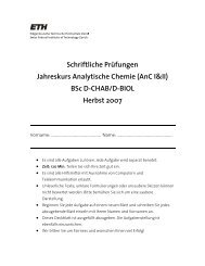 Schriftliche Prüfungen Jahreskurs Analytische Chemie ... - Zenobi