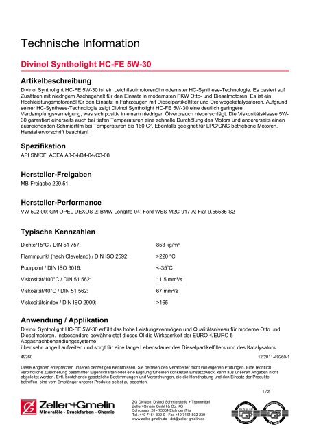 Divinol Syntholight HC-FE 5W-30 - Zeller+Gmelin GmbH