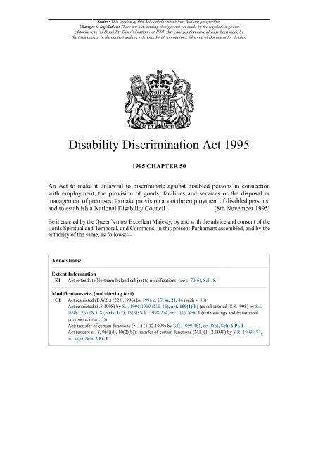 Disability Discrimination Act 1995 - TSE