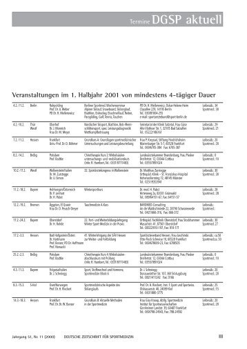 Termine DGSP aktuell - Deutsche Zeitschrift für Sportmedizin