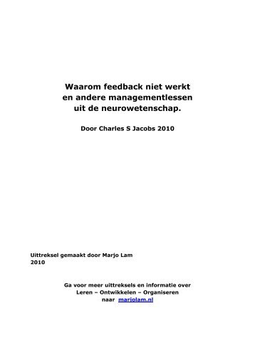 Waarom feedback niet werkt, en andere ... - Marjo Lam