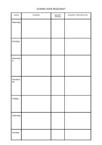 SCHEMA VOOR REGELMAAT - Psychologen praktijk Bosveld.