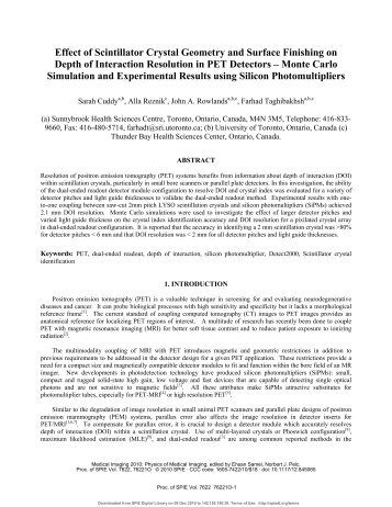 Effect of Scintillator Crystal Geometry and Surface Finishing on ...