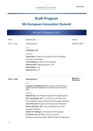 Draft Program 5th European Innovation Summit